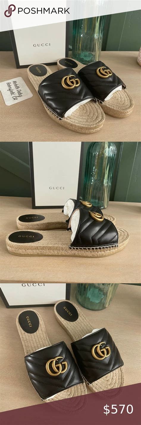 gucci espadrilles slip on|Gucci marmont espadrille slides.